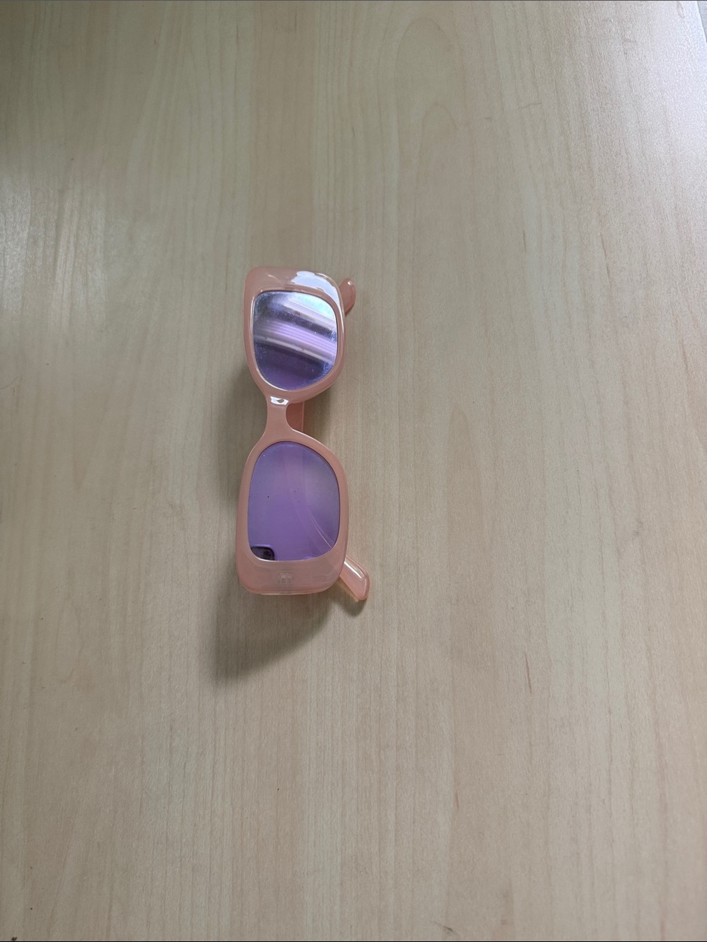 Francesca's Collections Peach Frame Sunglasses with Purple Lenses